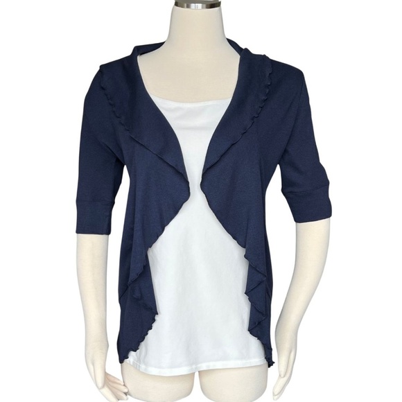 Express Tops - Express Navy Short Sleeve Open Front Cardigan Size Medium NWT